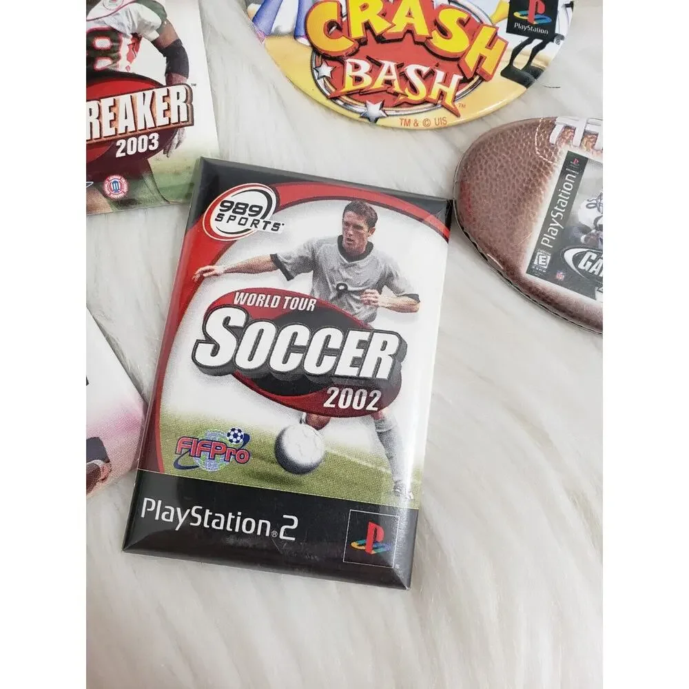 5 Vintage Sony Playstation‎ Buttons Pins Promo Promotional Crash Bandicoot